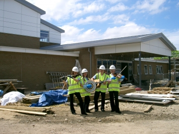 Music students outside the entrance to the new Swavesey venue